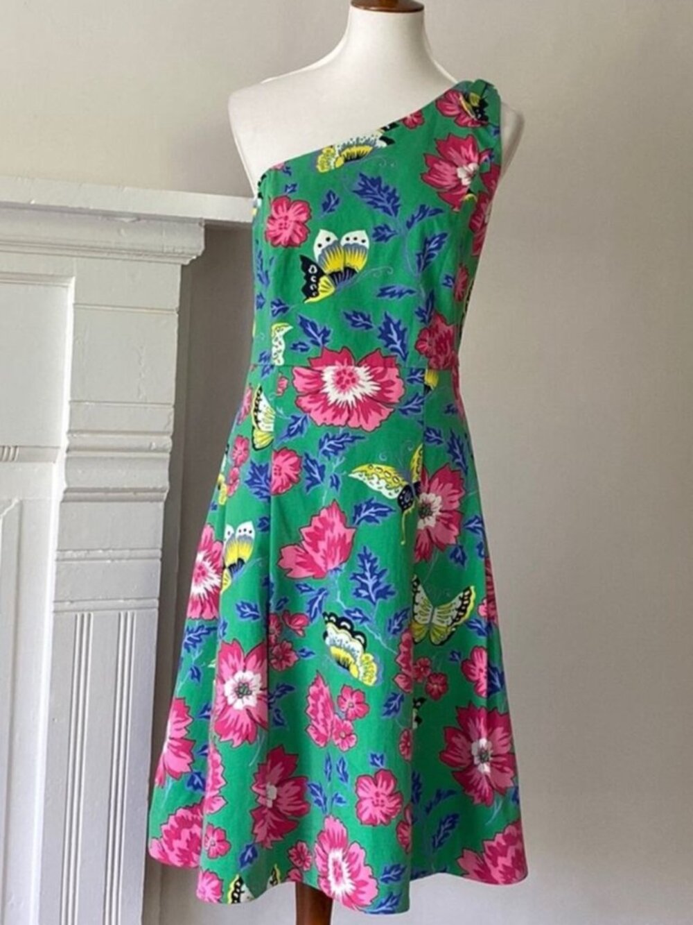 Talbots Dress 12 One Shoulder Large Retro Semi Formal Butterfly Wedding Guest - Picture 5 of 14